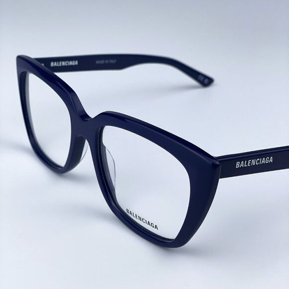 NEW Balenciaga BB0062O 006 Dark Blue Logo Square Women Eyeglasses - Picture 5 of 11